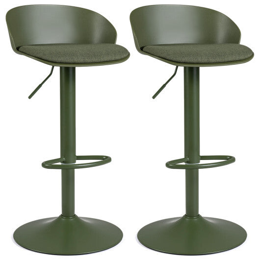 Set of 2 Adjustable Swivel Bar Stools w/ Back & Footrest 330 LBS for Dining-Cream