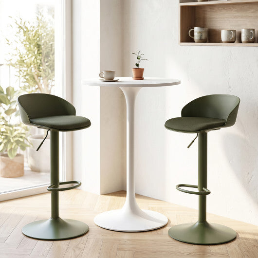 Set of 2 Adjustable Swivel Bar Stools w/ Back & Footrest 330 LBS for Dining-Cream