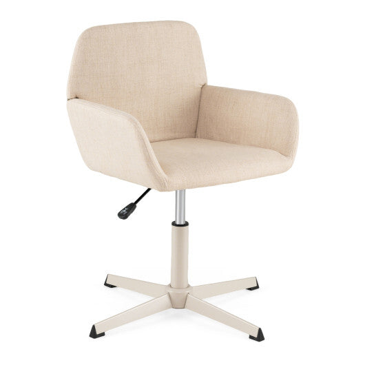 Vanity Chair with Back 360 Swivel Armchair w/ Adjustable Height for Home Office-Beige