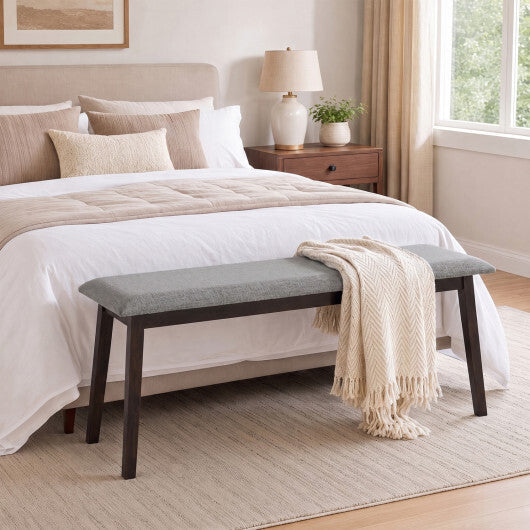43.5 Inch Upholstered Entryway Bench with Rubber Wood Frame-Gray