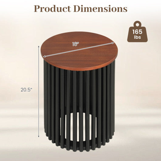 1 Piece Elegant Wooden Round Coffee Table for Living Room and Home Office-Walnut