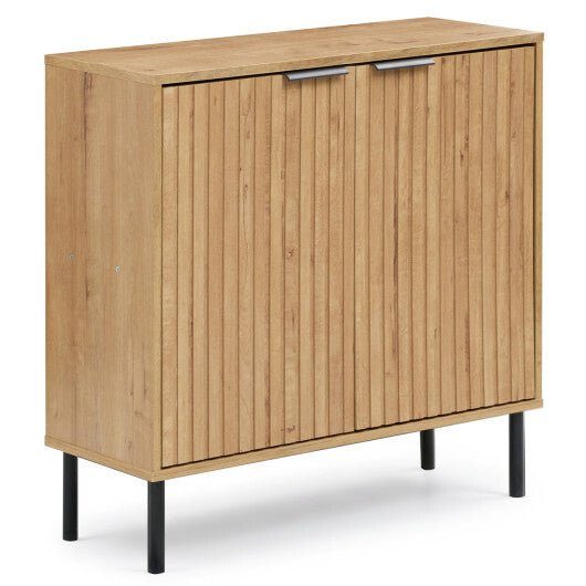 Fluted Buffet Cabinet with 2-Door Sideboard for Kitchen and Dining Room-Black
