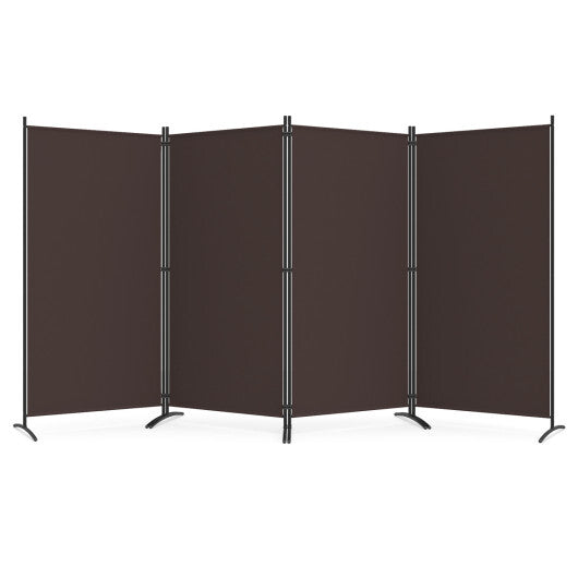 4 Panel Room Divider 6 FT Tall Folding Privacy Screen with Curved Metal Feet-Black