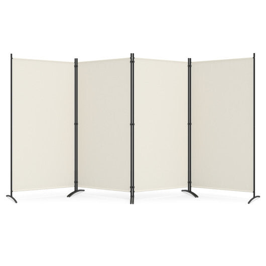 4 Panel Room Divider 6 FT Tall Folding Privacy Screen with Curved Metal Feet-Black