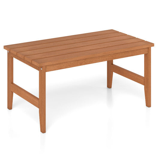 35.5" Solid Wood Outdoor Coffee Table with Rectangular Slatted Top and Teak Finish