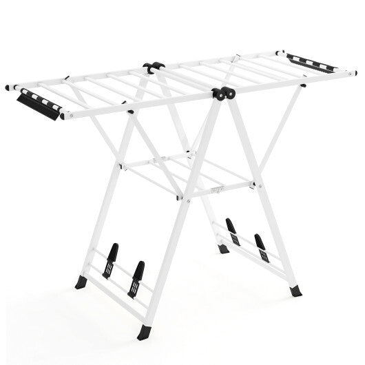 Clothes Drying Rack with Height Adjustable Wings-Beige