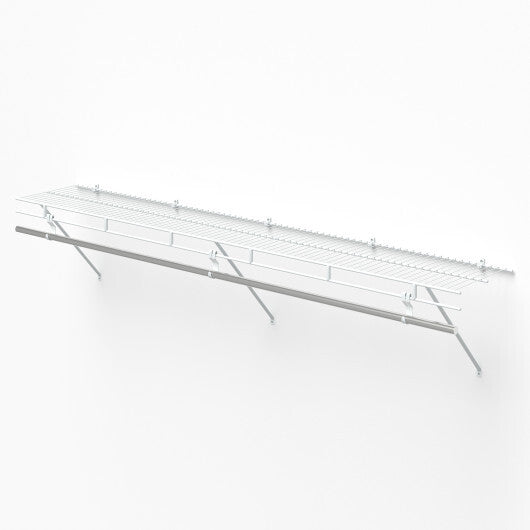 Closet Shelves Wall Mounted with Hanging Rod for Laundry Room