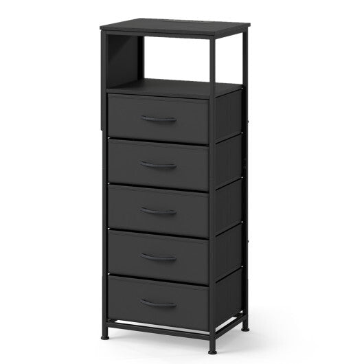 Nightstand with Integrated Charging Station 39 Inches Modern Bedside Table-Brown