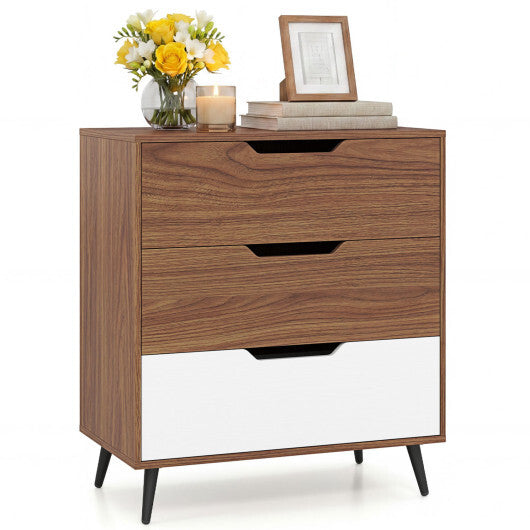 3-Drawer Rustic Farmhouse Wooden Storage Dresser-Walnut
