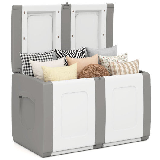 53 Gallon Patio Container with Lockable Lid  for Packages and Garden-Gray
