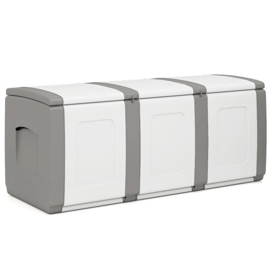 80 Gallon Patio Container with Lockable Lid for Packages and Garden-Gray