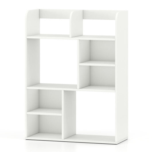 Desktop Display Rack with 8 Open Cubes for Home Office-White
