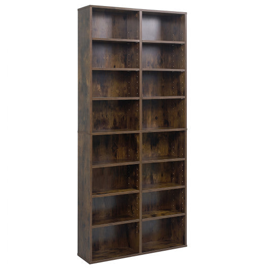 16 Compartment CD Storage Unit 54" Freestanding Open Display Shelf with 12 Removable Shelves-White
