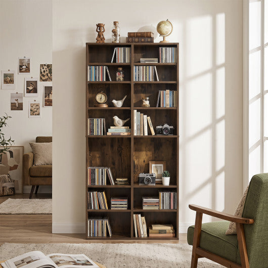 16 Compartment CD Storage Unit 54" Freestanding Open Display Shelf with 12 Removable Shelves-White