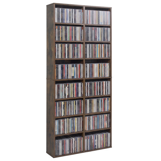 16 Compartment CD Storage Unit 54" Freestanding Open Display Shelf with 12 Removable Shelves-White