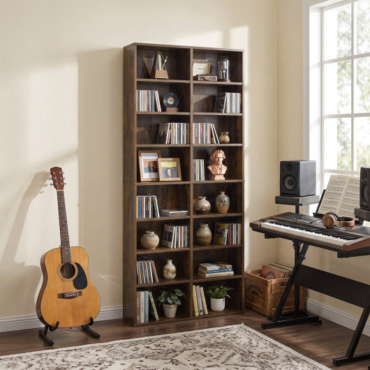 16 Compartment CD Storage Unit 54" Freestanding Open Display Shelf with 12 Removable Shelves-White