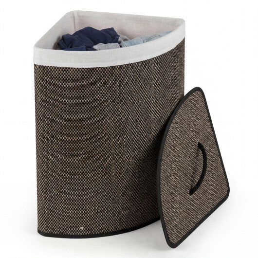 15 Gal Capacity Bamboo Laundry Hamper with Removable Liner-Brown