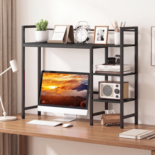 Desktop Bookshelf 38.5" W with Storage Display Rack for Home Office-Black