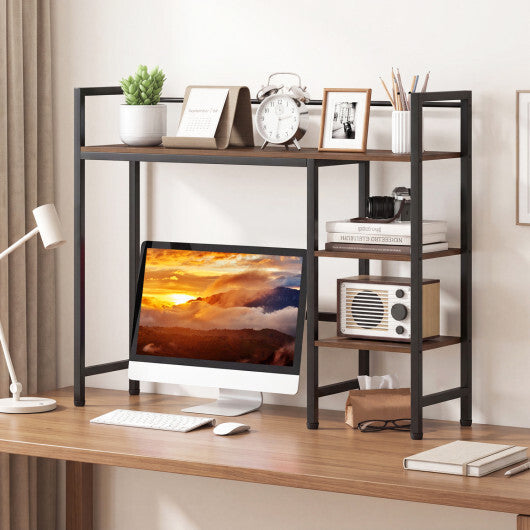 Desktop Bookshelf 38.5" W with Storage Display Rack for Home Office-Black