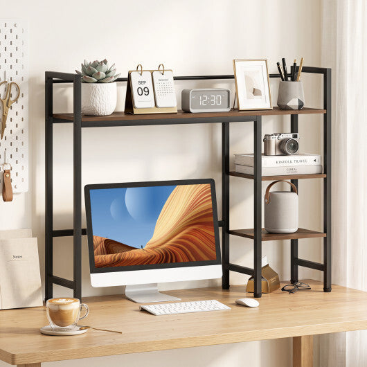 Desktop Bookshelf 38.5" W with Storage Display Rack for Home Office-Black
