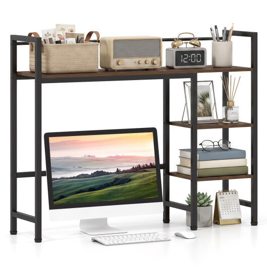 Desktop Bookshelf 38.5" W with Storage Display Rack for Home Office-Black