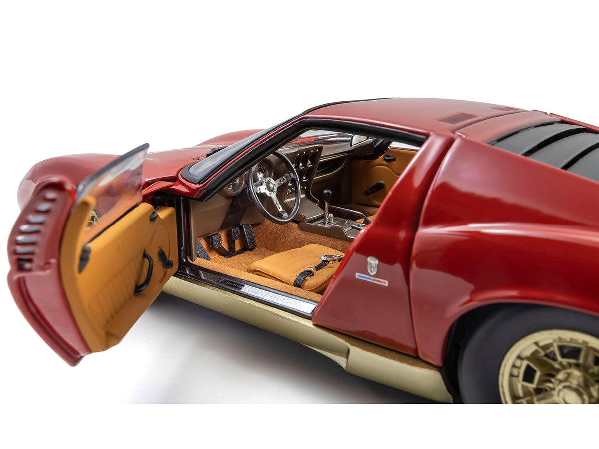 Lamborghini Miura P 400 Red with Gold Accents 1/18 Diecast Model Car by Kyosho