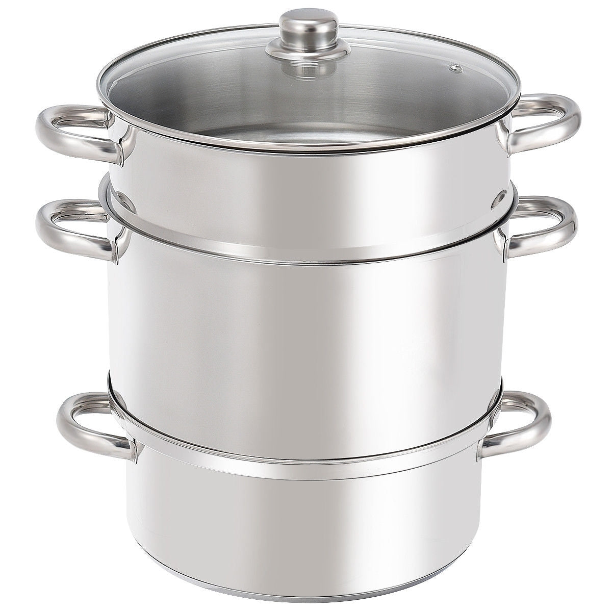 11-Quart Stainless Steel Pan Fruit Juicer Steamer - Color: Silver