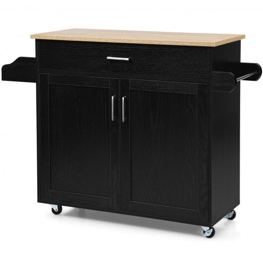 Rolling Kitchen Island Cart with Towel and Spice Rack-Gray