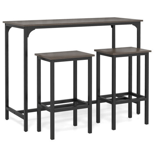 Industrial 3-Piece 47.5" Counter-Height Dining Table and 2 Bar Stools-Coffee