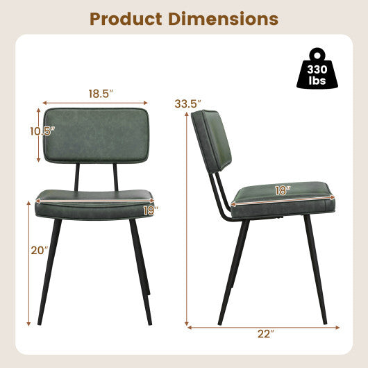 Dining Chair Set of 2 with Padded Backrest and Seat-Brown