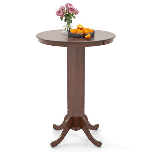 Wood Pub Round Dining Table with Pedestal Base-Gray