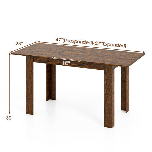 Extendable Dining Table for 4-8 People 47"-62" Large Rectangular Kitchen Table-Black