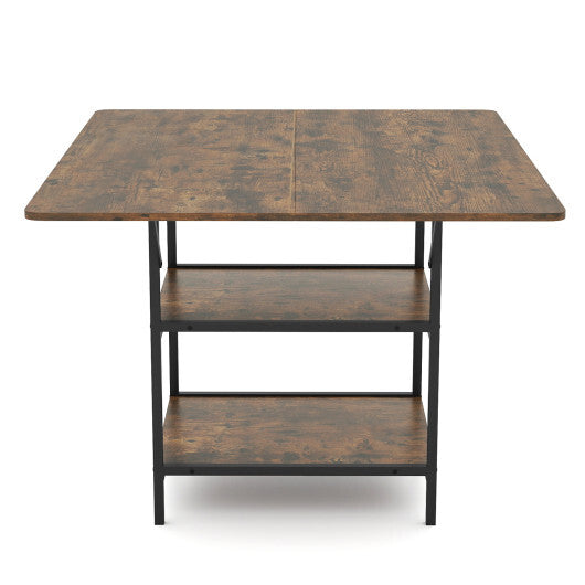 47 Inch Rectangular Dining Table with 2 Open Storage Shelves and Sturdy Metal Legs for 4-6-Rustic Brown costway2