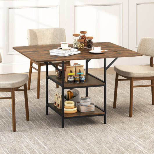 47 Inch Rectangular Dining Table with 2 Open Storage Shelves and Sturdy Metal Legs for 4-6-Rustic Brown costway2