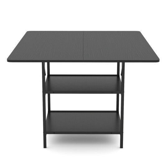47 Inch Rectangular Dining Table with 2 Open Storage Shelves and Sturdy Metal Legs for 4-6-Rustic Brown costway2