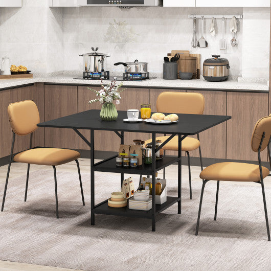 47 Inch Rectangular Dining Table with 2 Open Storage Shelves and Sturdy Metal Legs for 4-6-Rustic Brown costway2