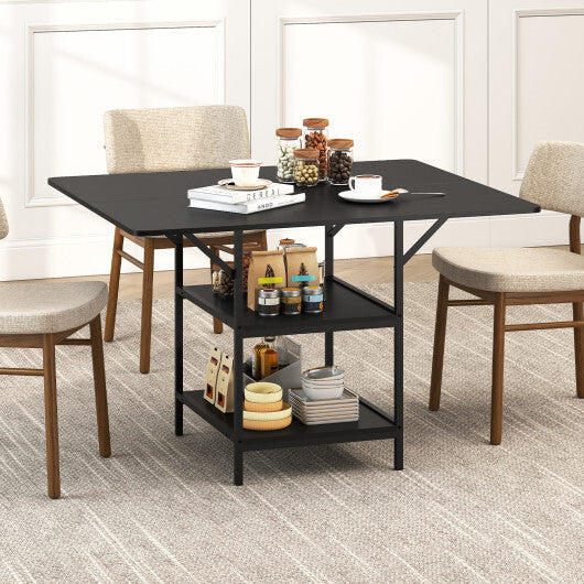 47 Inch Rectangular Dining Table with 2 Open Storage Shelves and Sturdy Metal Legs for 4-6-Rustic Brown costway2