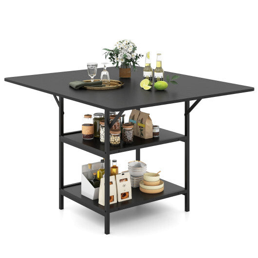 47 Inch Rectangular Dining Table with 2 Open Storage Shelves and Sturdy Metal Legs for 4-6-Rustic Brown costway2