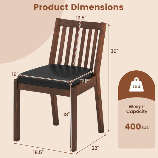 PU Leather Upholstered Dining Chair with Padded Seat Set of 2-Espresso
