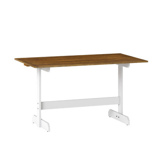 55 Inch Dining Table for 4-6 People Rectangular Kitchen Table with Solid Wood Trestle Base-Walnut