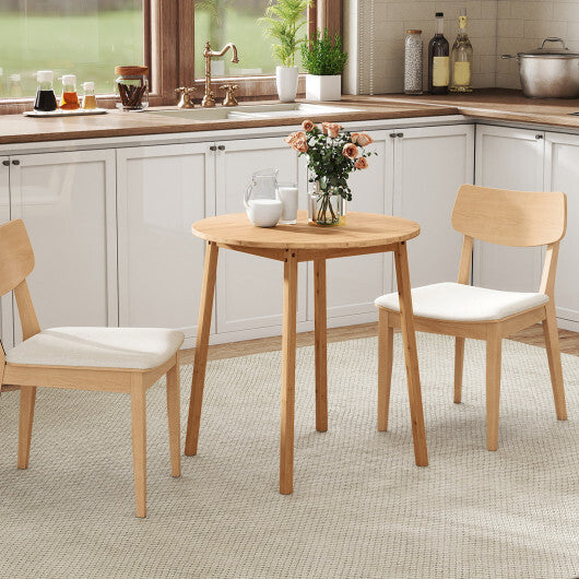 27.5 Inch Round Bamboo Dining Table for 2-4 Person-Natural