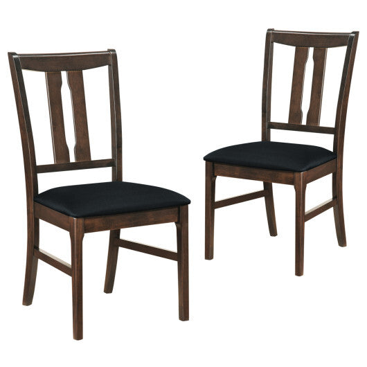 Set of 2 Wooden Upholstered Dining Chairs with High Curved Back-Walnut
