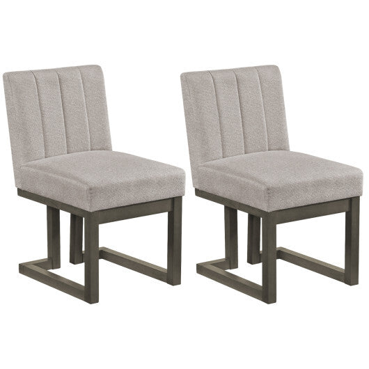 Modern Farmhouse Fabric Dining Chairs Set of 2 with 5.5" Thickened Padded Seat-Walnut