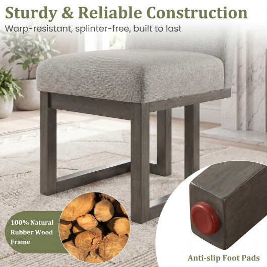 Modern Farmhouse Fabric Dining Chairs Set of 2 with 5.5" Thickened Padded Seat-Walnut