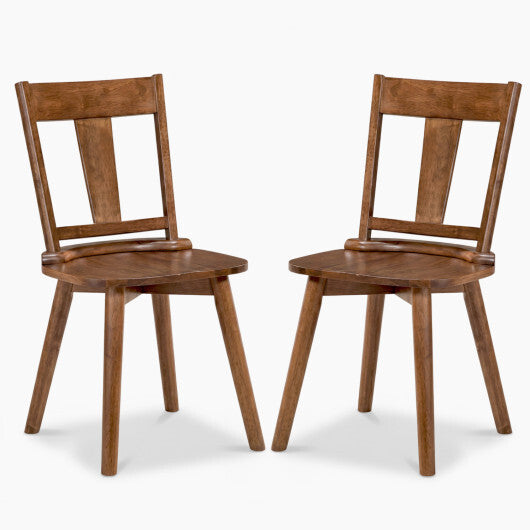 Dining Chairs Set of 2 with Solid Wood Backrest for Kitchen Dining Room-Walnut