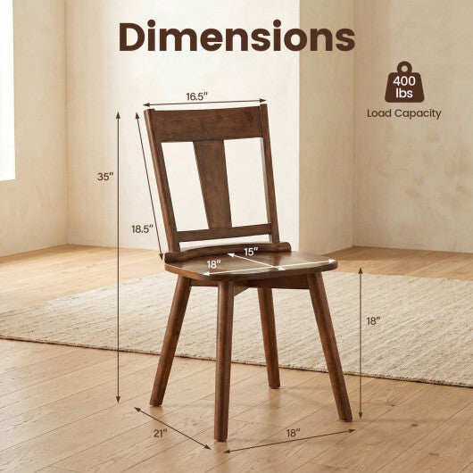 Dining Chairs Set of 2 with Solid Wood Backrest for Kitchen Dining Room-Walnut