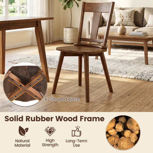 Dining Chairs Set of 2 with Solid Wood Backrest for Kitchen Dining Room-Walnut