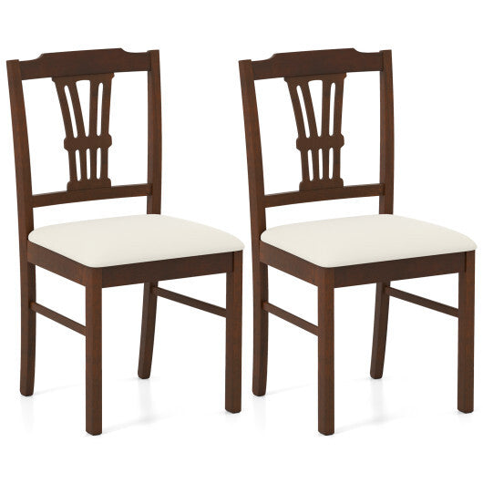 Wooden Dining Chairs Set of 2 Upholstered Kitchen Chairs with Solid Rubber Wood Frame-Gray
