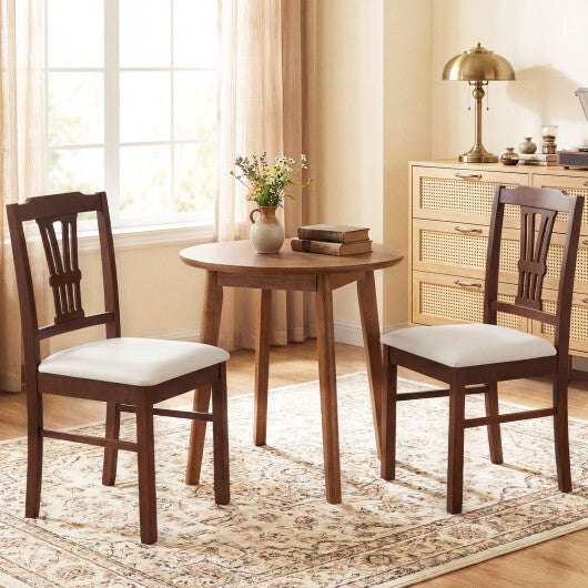 Wooden Dining Chairs Set of 2 Upholstered Kitchen Chairs with Solid Rubber Wood Frame-Gray