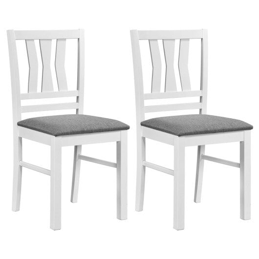 Set of 2 Linen Style Upholstered Kitchen Chairs with Wood Frames-White